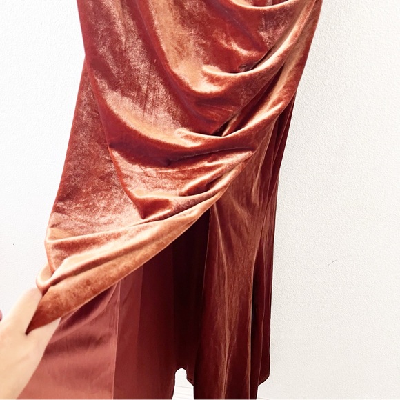 Revelry Sky Velvet Bridesmaid Maxi Dress in Terracotta - Picture 8 of 11